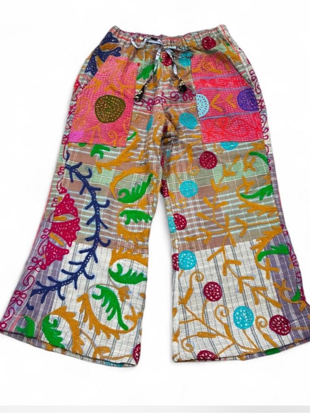 Kaantha Karma Multicolor Embroidered Patchwork Pants
